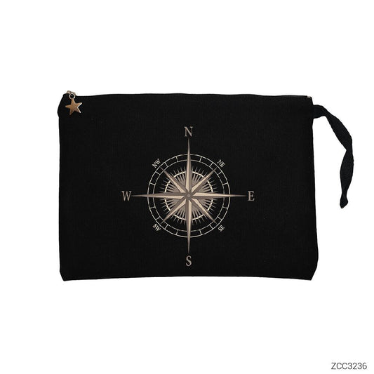 Pusula Siyah Clutch Astarlı Cüzdan / El Çantası