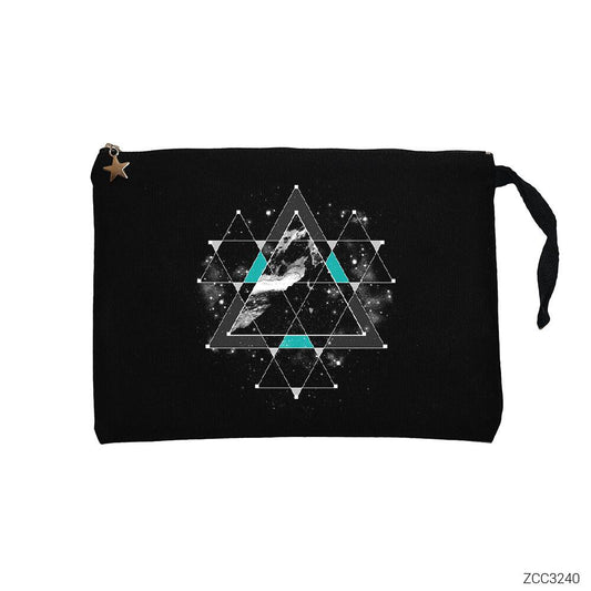 Triangle Space Siyah Clutch Astarlı Cüzdan / El Çantası