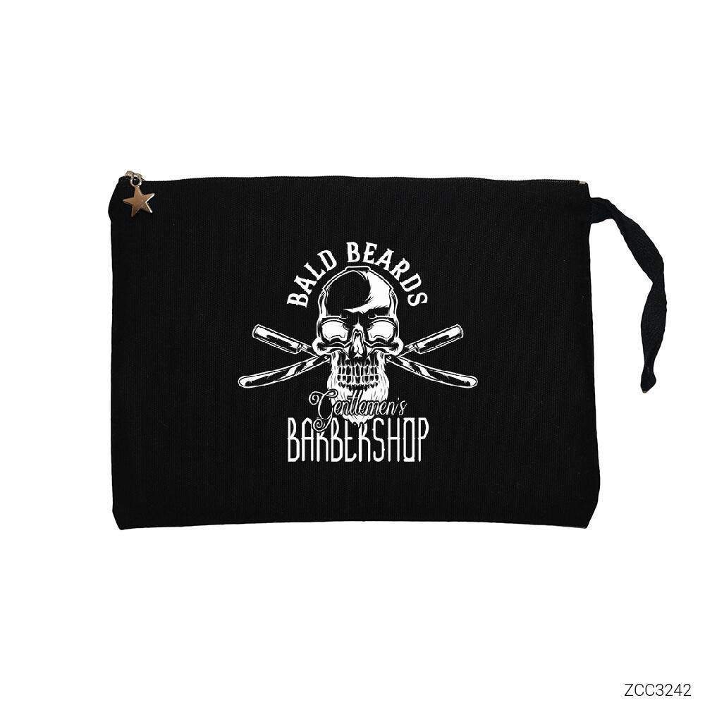 Barbershop Bald Beards Siyah Clutch Astarlı Cüzdan / El Çantası