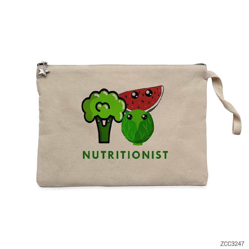 Diyetisyen - Nutritionist Krem Clutch Astarlı Cüzdan / El Çantası