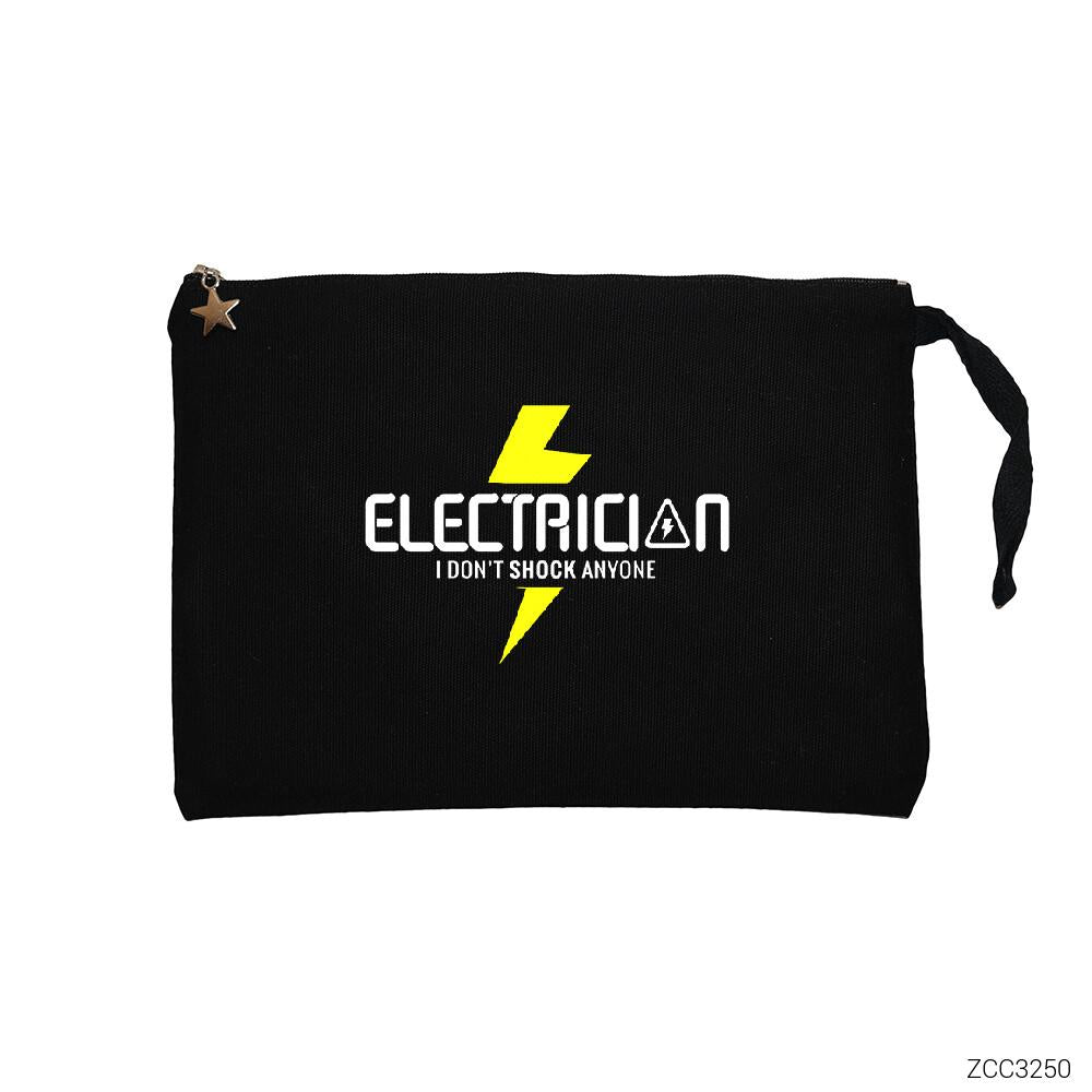 Elektrikçi Siyah Clutch Astarlı Cüzdan / El Çantası