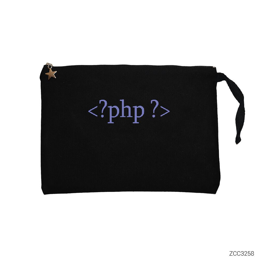 Php Tags Siyah Clutch Astarlı Cüzdan / El Çantası