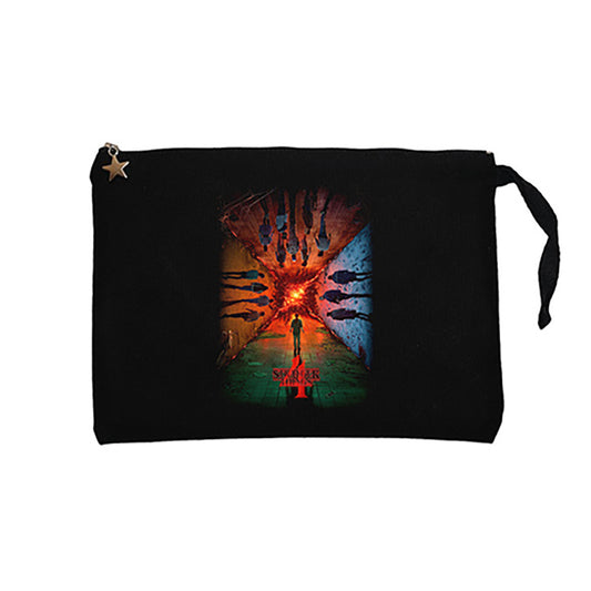 Stranger Things 4 Siyah Clutch Astarlı Cüzdan / El Çantası