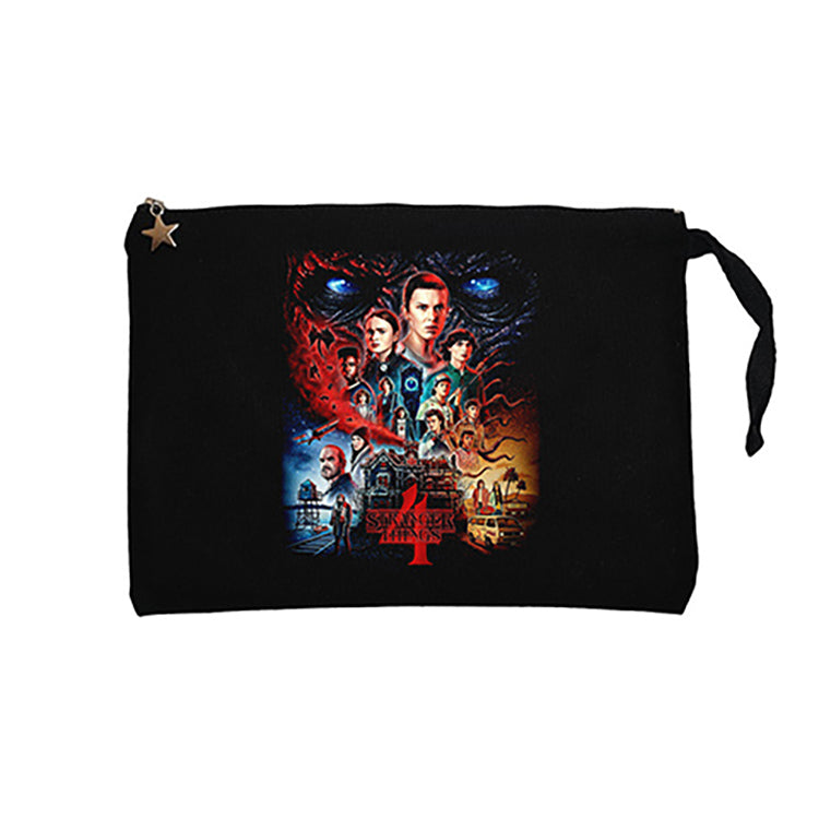 Stranger Things Home Siyah Clutch Astarlı Cüzdan / El Çantası