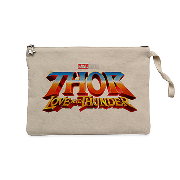 Thor-Aşk ve Gök Gürültüsü Logo Krem Clutch Astarlı Cüzdan / El Çantası