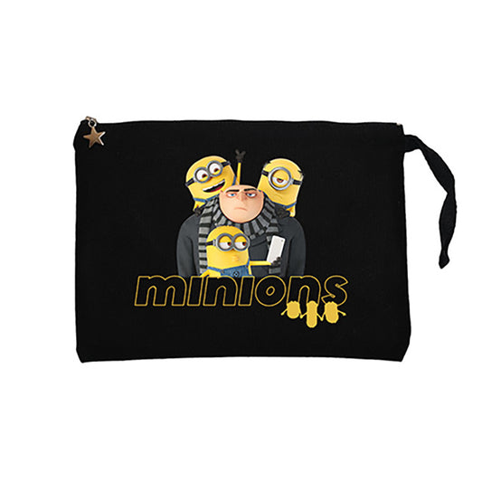 Minions Selfie Siyah Clutch Astarlı Cüzdan / El Çantası