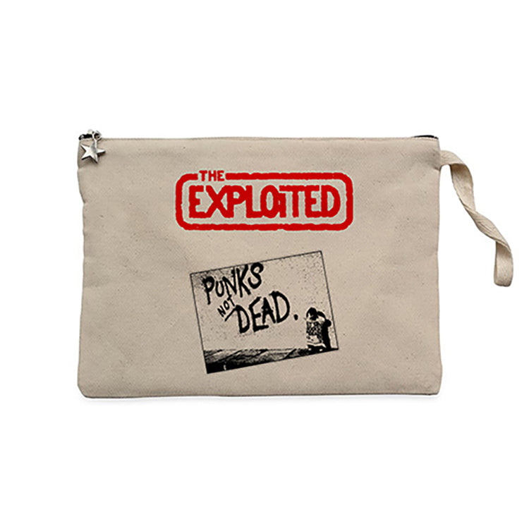 The Exploited Punks Not Dead Krem Clutch Astarlı Cüzdan / El Çantası