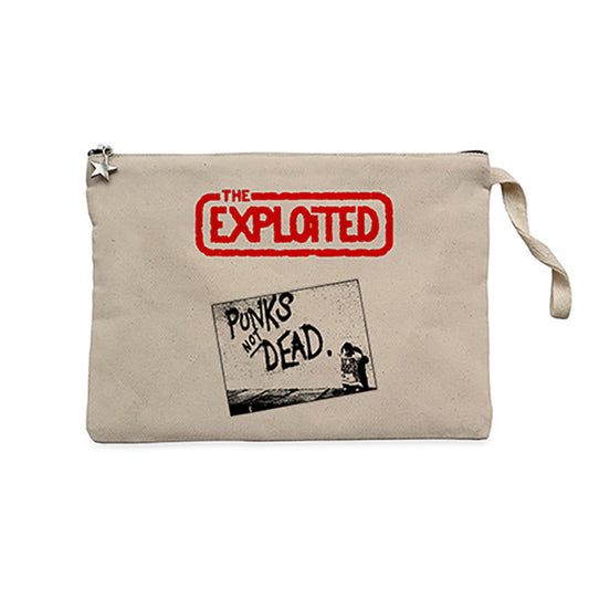 The Exploited Punks Not Dead Krem Clutch Astarlı Cüzdan / El Çantası