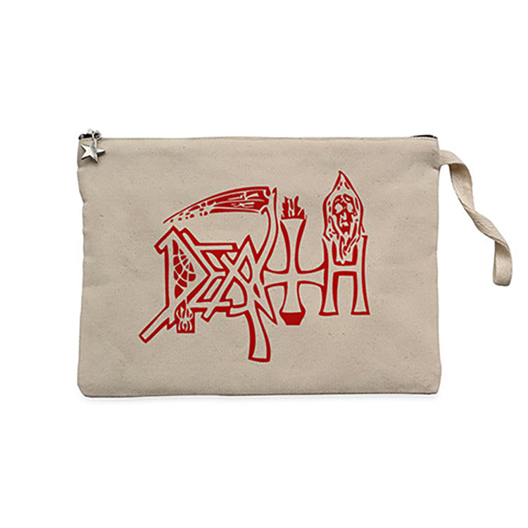 Death Logo Krem Clutch Astarlı Cüzdan / El Çantası