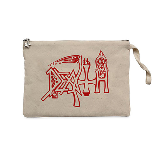 Death Logo Krem Clutch Astarlı Cüzdan / El Çantası