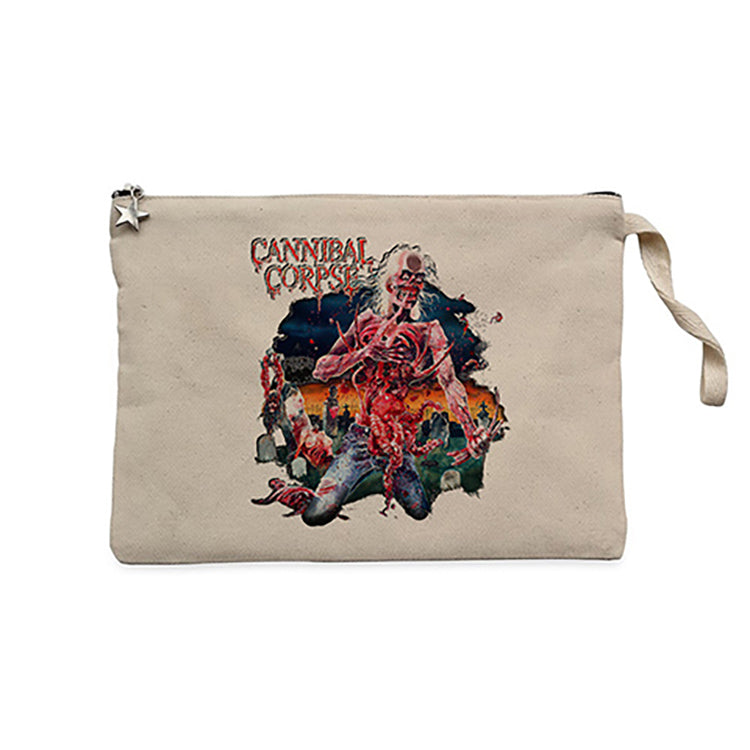 Cannibal Corpse Skull Krem Clutch Astarlı Cüzdan / El Çantası