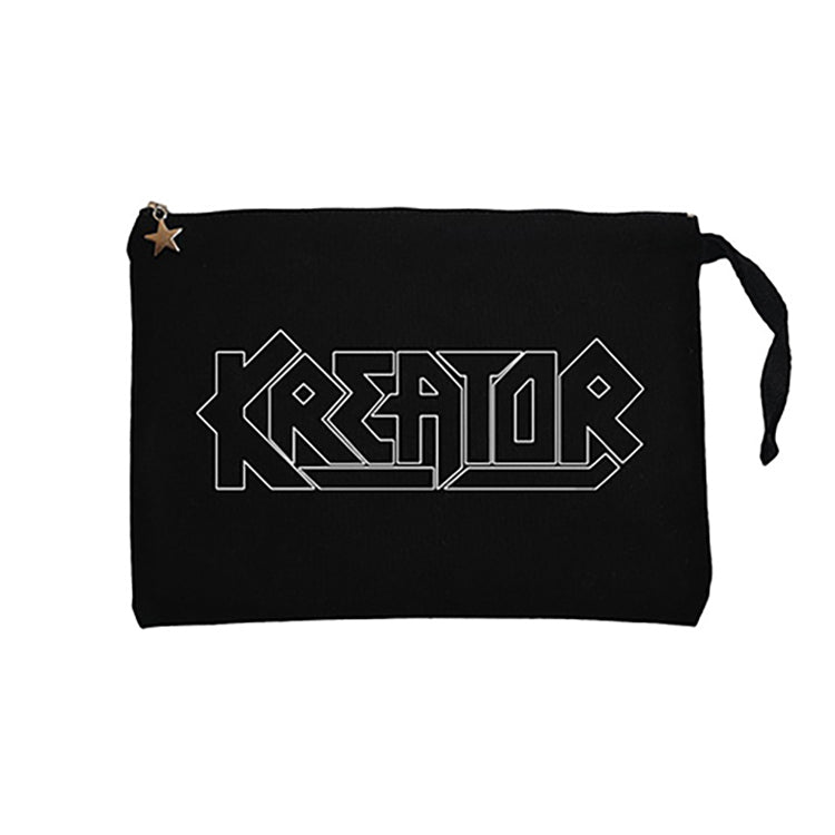 Kreator Logo Siyah Clutch Astarlı Cüzdan / El Çantası