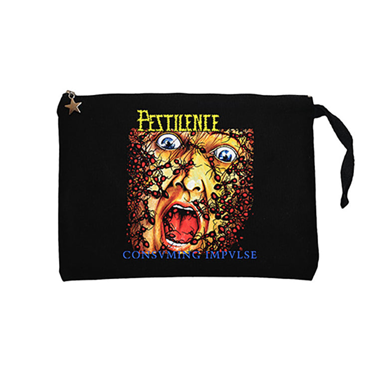 Pestilence Consuming  Siyah Clutch Astarlı Cüzdan / El Çantası