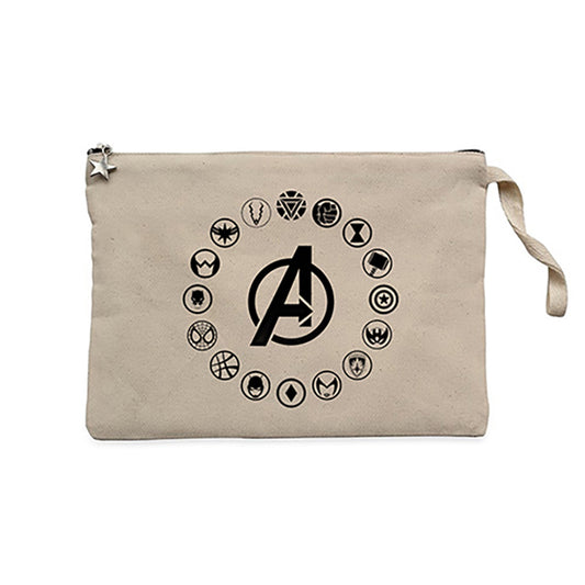 Avengers Heroes Logo Krem Clutch Astarlı Cüzdan / El Çantası