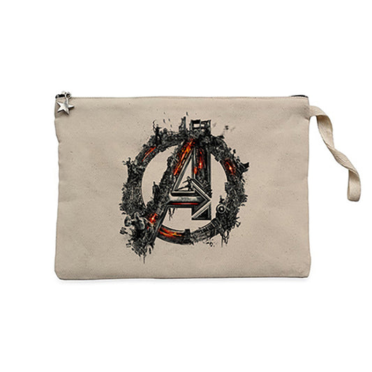 Avengers Logo 2 Krem Clutch Astarlı Cüzdan / El Çantası