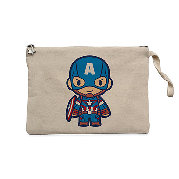 Captain America Animation Krem Clutch Astarlı Cüzdan / El Çantası