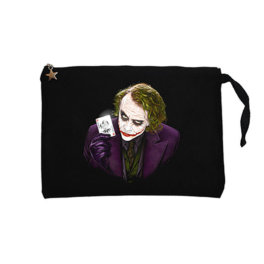 Joker Poker Card Siyah Clutch Astarlı Cüzdan / El Çantası