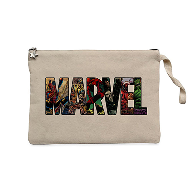 Marvel Heroes in Post 2 Krem Clutch Astarlı Cüzdan / El Çantası