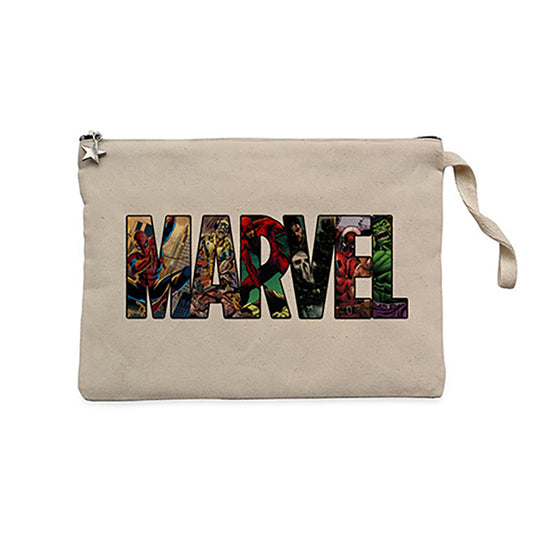 Marvel Heroes in Post 2 Krem Clutch Astarlı Cüzdan / El Çantası