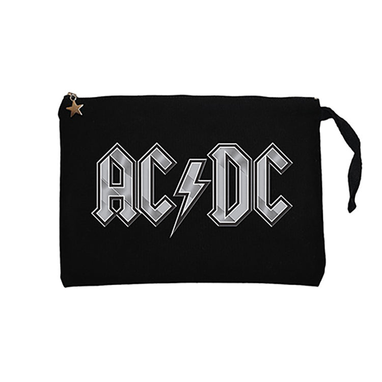 Ac Dc Logo Classic Siyah Clutch Astarlı Cüzdan / El Çantası