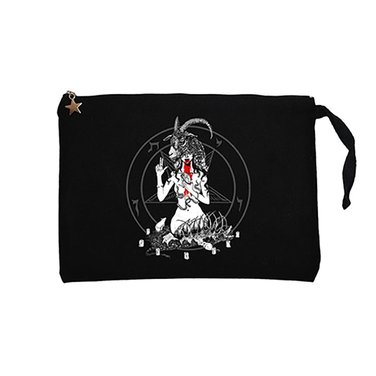 Baphomet Blood Siyah Clutch Astarlı Cüzdan / El Çantası