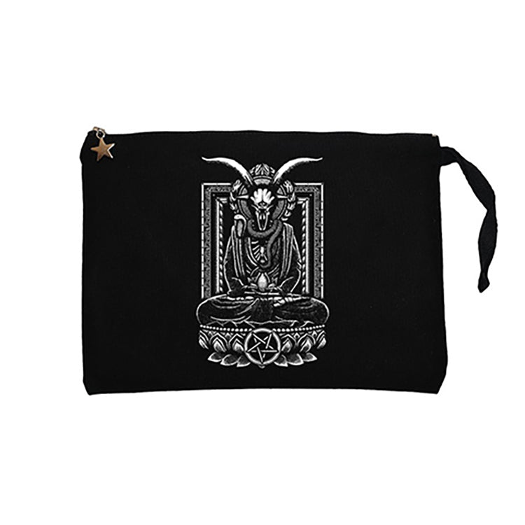 Baphomet Goat Figure Siyah Clutch Astarlı Cüzdan / El Çantası