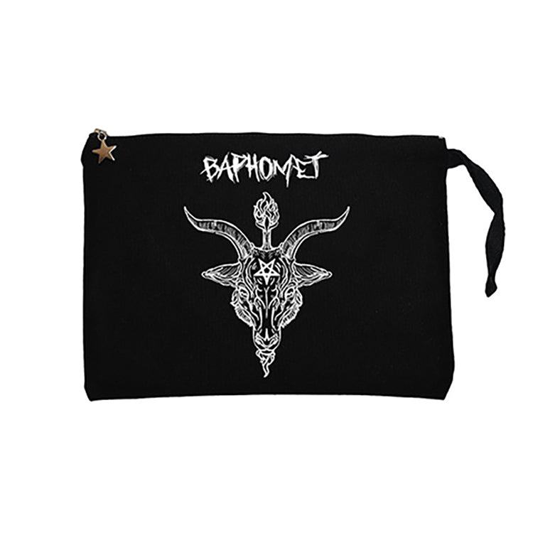 Baphomet Goat Head Siyah Clutch Astarlı Cüzdan / El Çantası