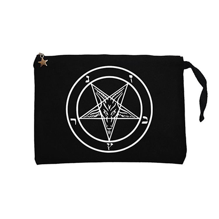 Baphomet Logo Siyah Clutch Astarlı Cüzdan / El Çantası