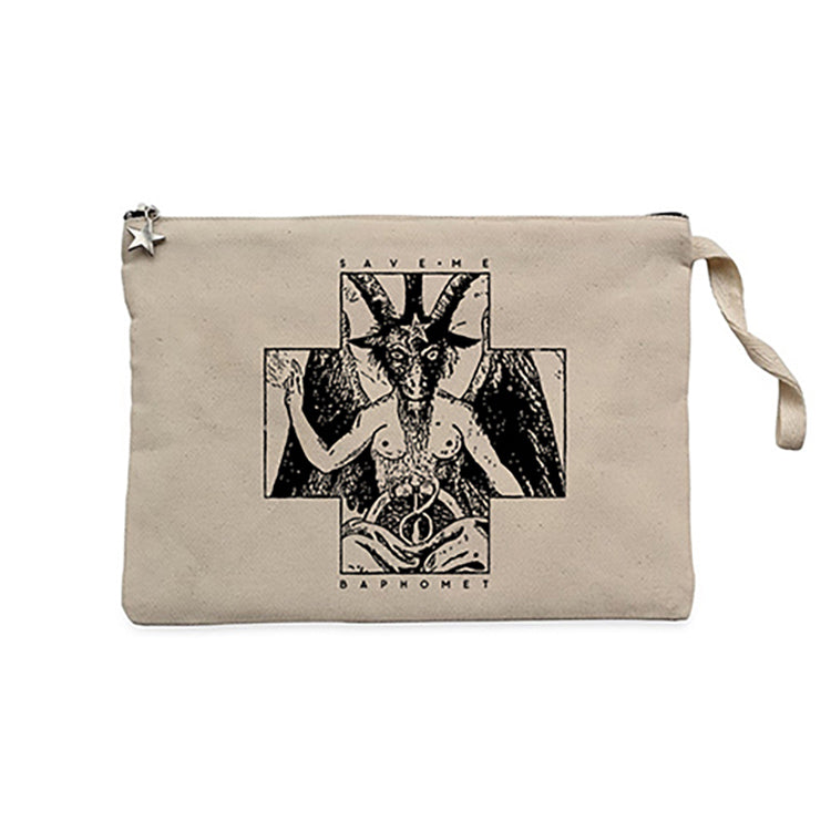 Baphomet Save Me Krem Clutch Astarlı Cüzdan / El Çantası