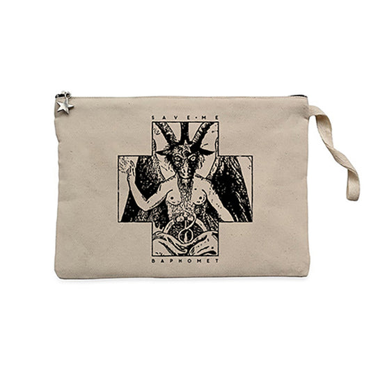 Baphomet Save Me Krem Clutch Astarlı Cüzdan / El Çantası