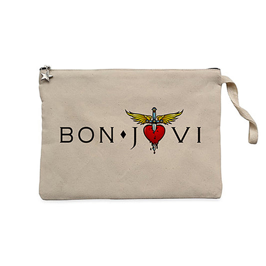 Bon Jovi in Heart Krem Clutch Astarlı Cüzdan / El Çantası