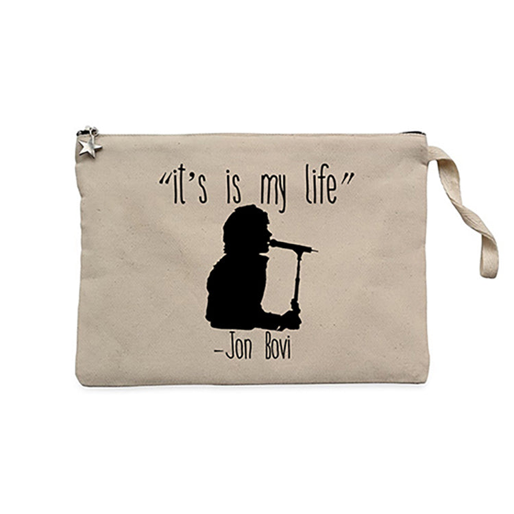 Bon Jovi It's My Life Krem Clutch Astarlı Cüzdan / El Çantası