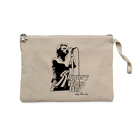 Bon Jovi Slippery When Wet Krem Clutch Astarlı Cüzdan / El Çantası