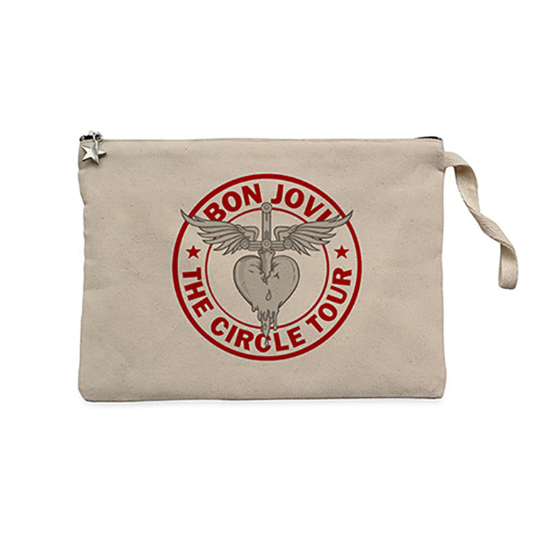 Bon Jovi The Circle Tour Krem Clutch Astarlı Cüzdan / El Çantası