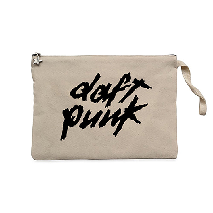 Daft Punk Logo Classic 2 Krem Clutch Astarlı Cüzdan / El Çantası