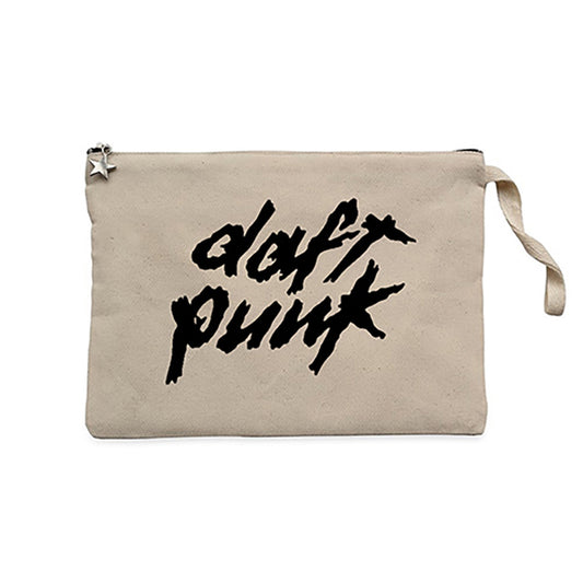 Daft Punk Logo Classic 2 Krem Clutch Astarlı Cüzdan / El Çantası