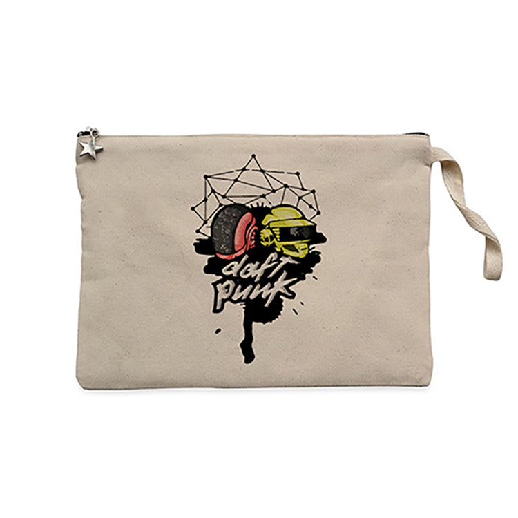 Daft Punk Cartoon Head Krem Clutch Astarlı Cüzdan / El Çantası