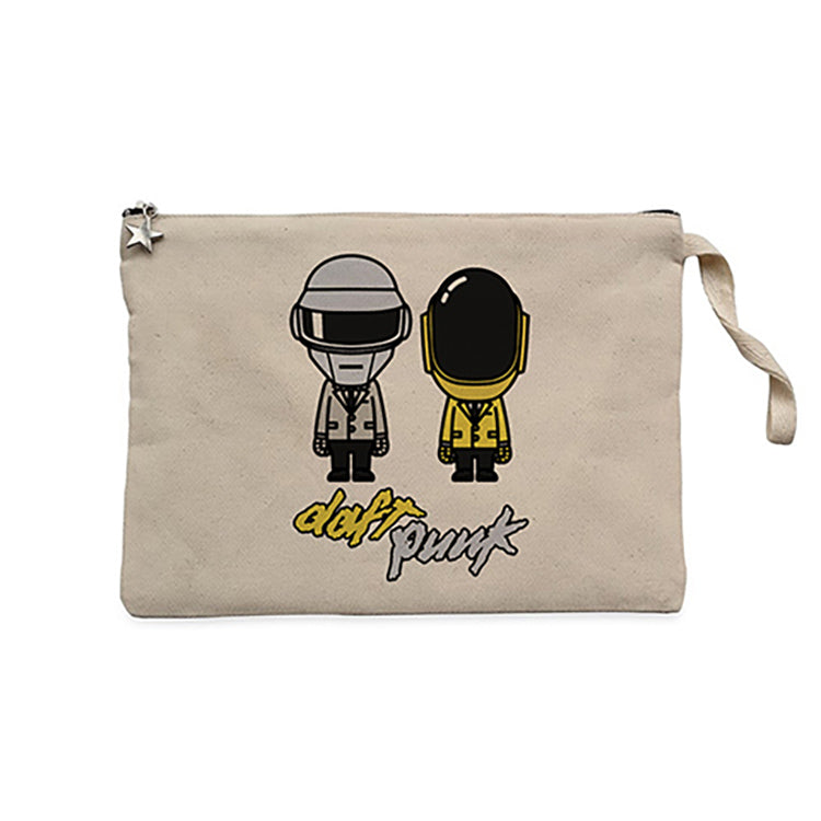 Daft Punk Cartoon Krem Clutch Astarlı Cüzdan / El Çantası