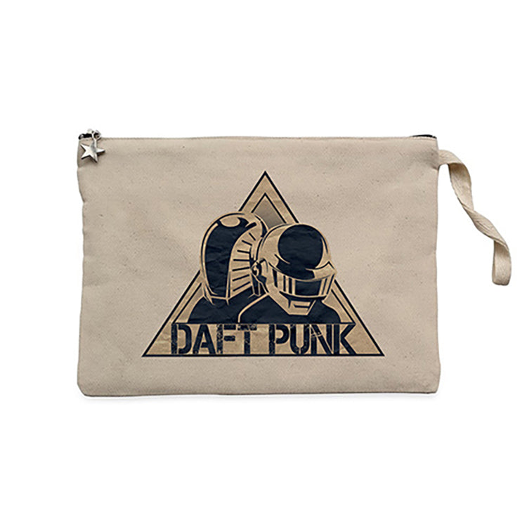 Daft Punk Triangle Krem Clutch Astarlı Cüzdan / El Çantası