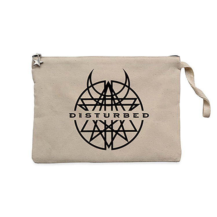 Disturbed Logo Krem Clutch Astarlı Cüzdan / El Çantası