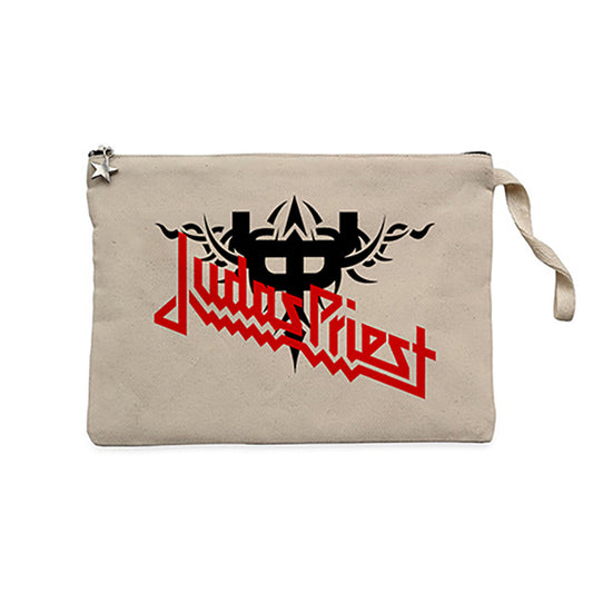 Judas Priest Logo and Figure Krem Clutch Astarlı Cüzdan / El Çantası