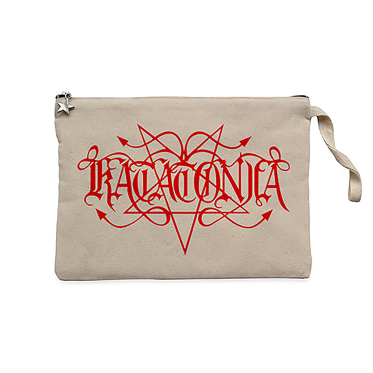 Katatonia Logo Red Krem Clutch Astarlı Cüzdan / El Çantası