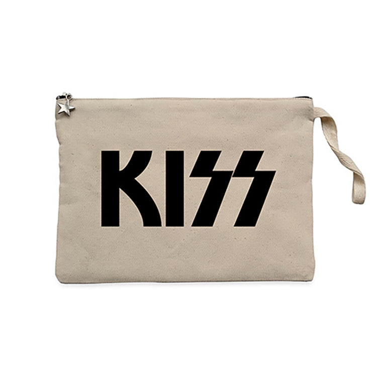 Kiss Logo 2 Krem Clutch Astarlı Cüzdan / El Çantası