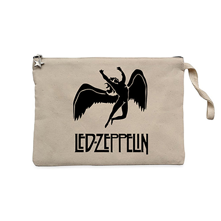 Led Zeppelin Black Angel Krem Clutch Astarlı Cüzdan / El Çantası