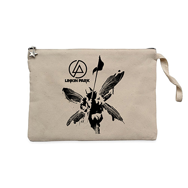 Linkin Park Butterfly Krem Clutch Astarlı Cüzdan / El Çantası