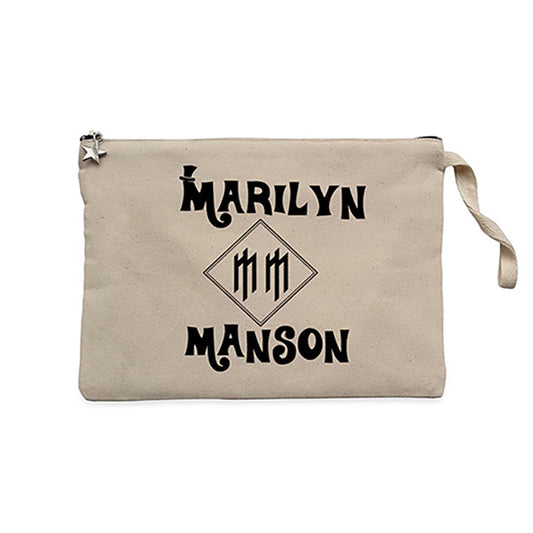 Marilyn Manson Text Krem Clutch Astarlı Cüzdan / El Çantası