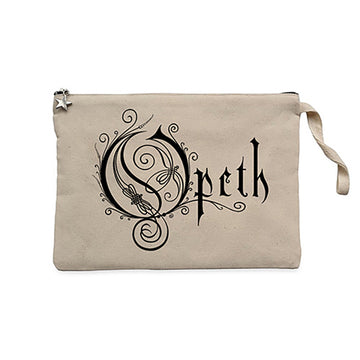 Opeth Logo Classic 2 Krem Clutch Astarlı Cüzdan / El Çantası