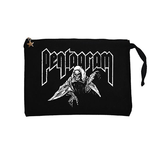 Pentagram Lucifer Siyah Clutch Astarlı Cüzdan / El Çantası