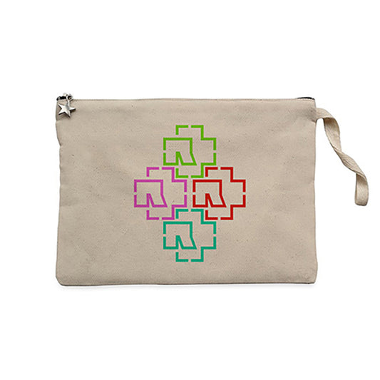 Rammstein Color Logo Krem Clutch Astarlı Cüzdan / El Çantası