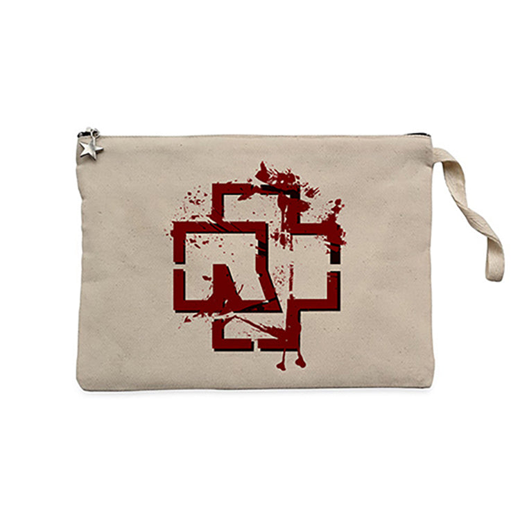 Rammstein Logo 4 Krem Clutch Astarlı Cüzdan / El Çantası